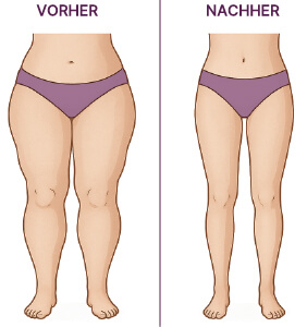 Vorher-Nachher-Grafik Vaser Lipödem Liposuktion